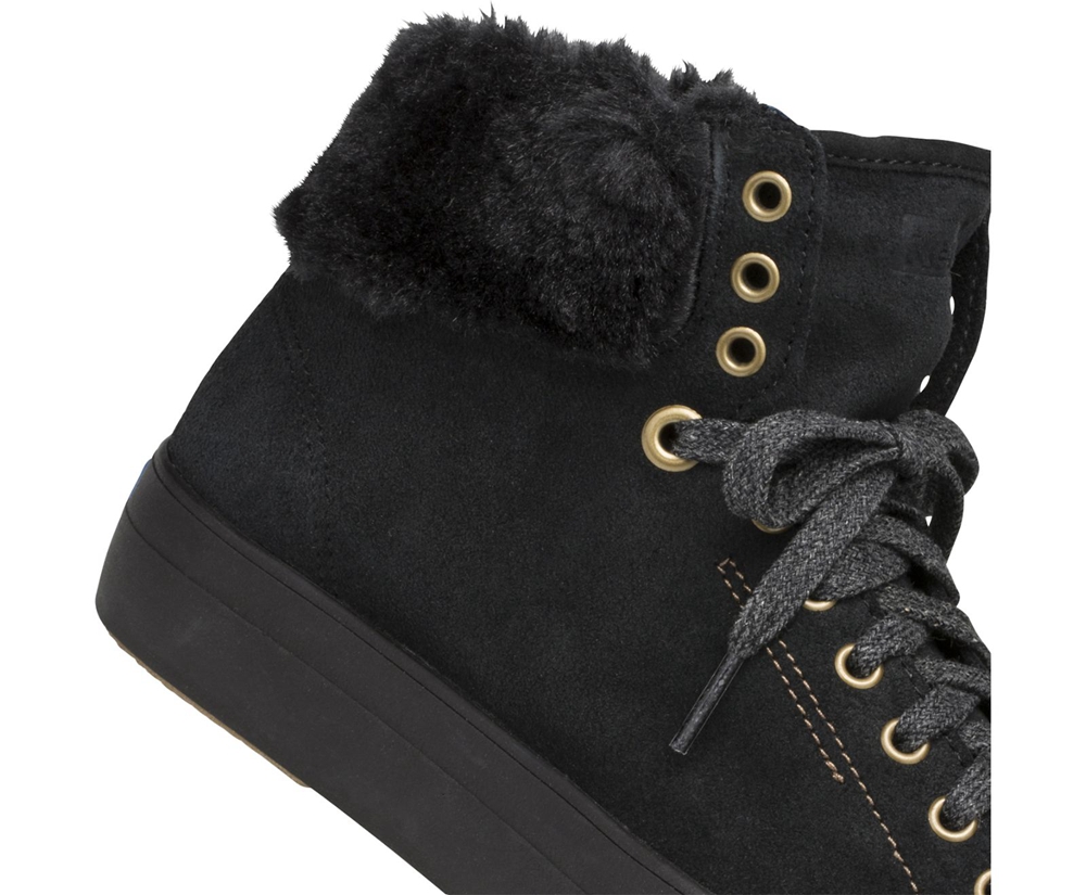 Zapatillas Keds Mujer Negras - Rise Hi Suede Faux Fur - 917-LHEUTK